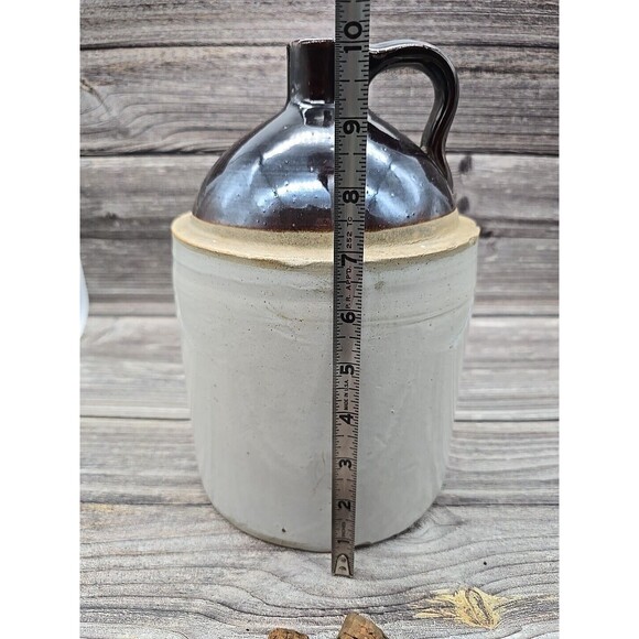 Antique Primitive Stoneware Crock Salt Glazed Handled Jug  11" x 7" Cork NICE - Picture 7 of 8